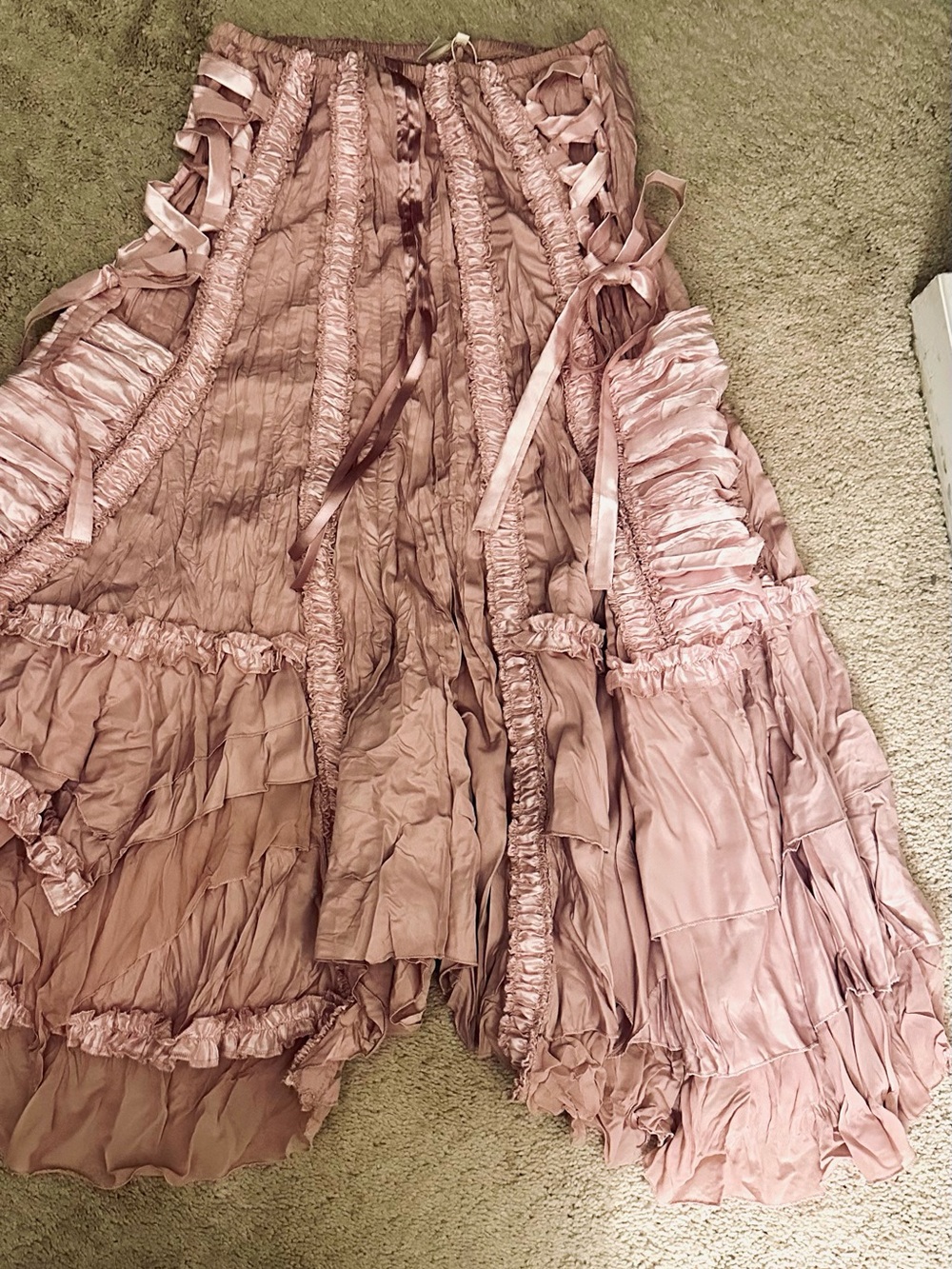 NWT Ruffle Satin Pirate Maxi Skirt - Pink - Picture 10 of 10